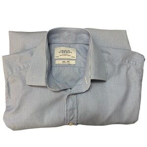 Charles Tyrwhitt Blue Striped French Cuff Dress Shirt